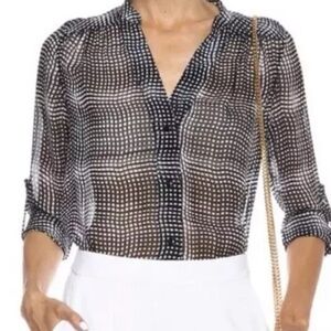 Diane Von Furstenberg Harlow checkered silk blouse size 10
